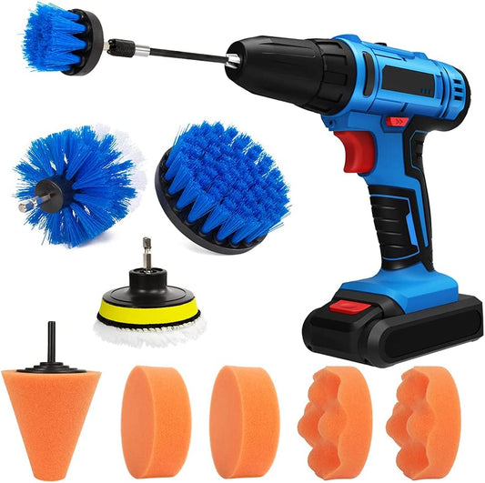 12 PCS Drill Brush Car Polishing Pads Cleaning Kit with Extend Attachment for Cleaning Car Interior, Boat, Bathroom,Wheels, Hubs Care（Electric Drill Is NOT Included）